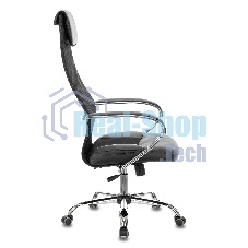 Кресло руководителя Бюрократ CH-608SL/BLACK TW-01 TW-11 черный, искусст.кожа/ткань, крестовина хром, спинка сетка