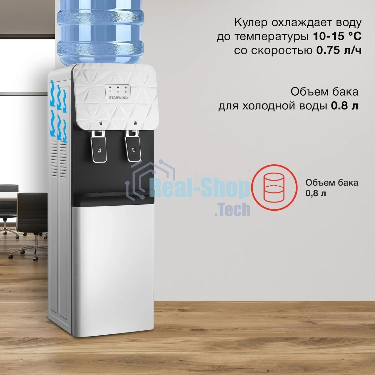 Кулер Starwind SW-1003EW напольный электронный белый