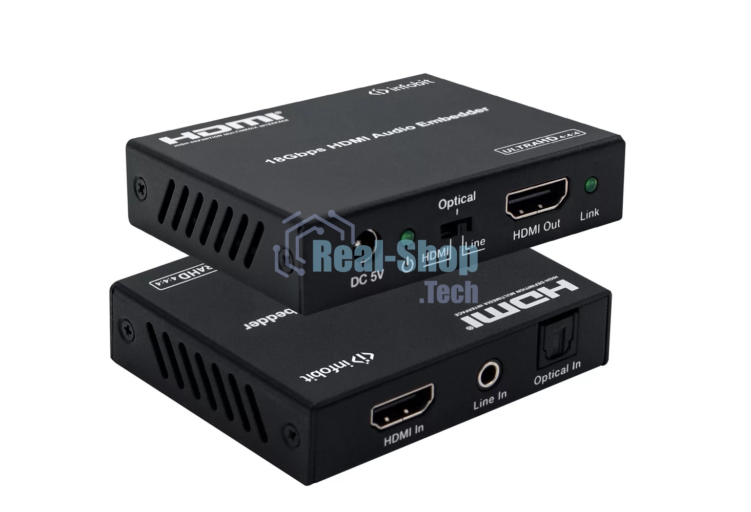 Эмбеддер HDMI 4K60 Infobit iTrans AE01 HDCP 2.2, RCA и оптический выход