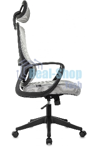 Кресло руководителя Бюрократ Wise серый, сетка/ткань, с подголов. крестов. пластик