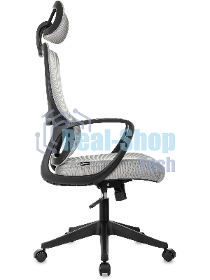 Кресло Бюрократ Wise серый, сетка, подголовник