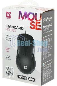 Мышь проводная Defender Standard MB-580 черный, 1000 dpi, USB, кнопки - 3