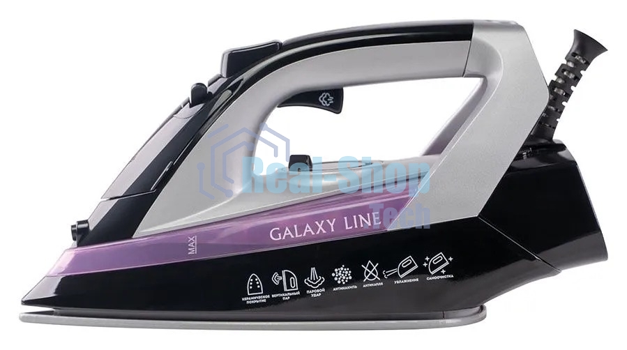 Утюг Galaxy Line GL 6128 фиолетовый/черный, 2200 Вт, 30 г/мин, 140 г/мин, 150 мл