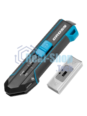 Нож-скребок выдвижной Gross 78890, 19 мм, сменное лезвие, SK2, 5 запас. лезвий, алюмин. корпус