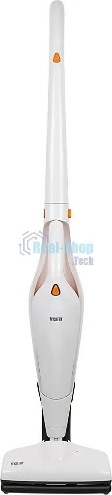 Пылесос вертикальный/ручной Mystery MVC-1118 белый/оранжевый, питание от аккумулятора, 300 Вт, уборка сухая, пылесборник 0.5 л, работа от АКБ max 30 мин