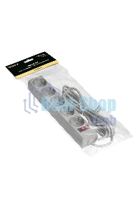 Удлинитель Exegate EC-5-1.8G (EX285798RUS), серый, 1,8 м, евровилка с заземлением, 5 евророзеток с заземлением, 2200 Вт