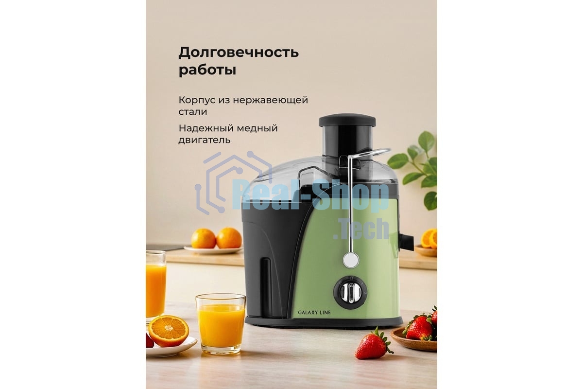 Соковыжималка центробежная Galaxy Line GL 0815 850Вт рез.сок.:550мл. зеленый