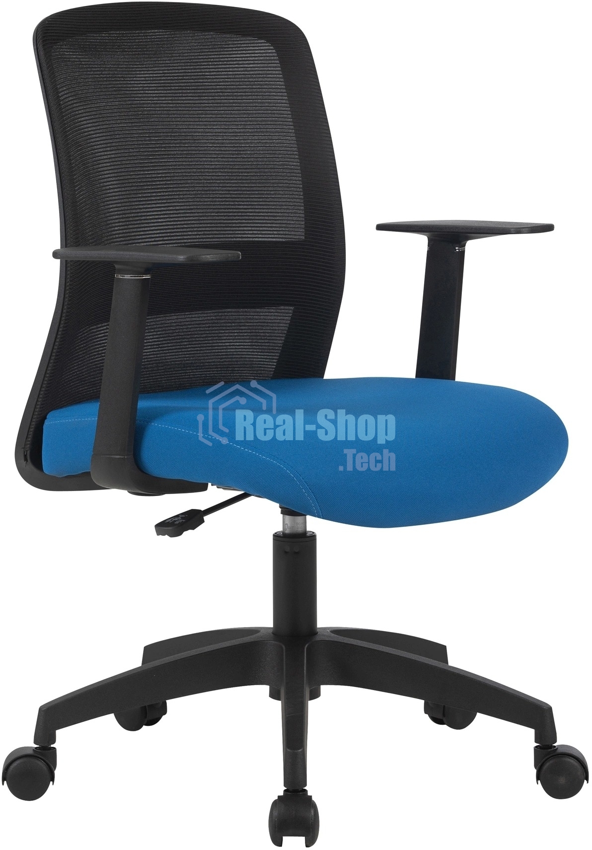 Кресло компьютерное Cactus CS-MC333-BKBL черный, сиденье темно-синий, сетка/ткань, низк.спин. крестов. пластик, пластик черный