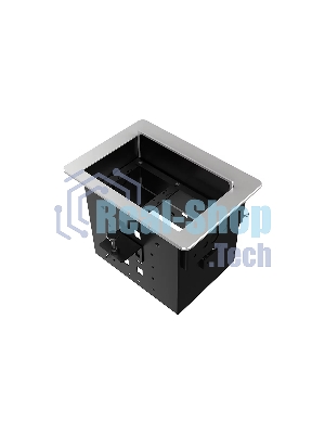 Прямоугольный металлический корпус Wize Pro WRTS-06BOX-S для модульной системы врезного лючка в стол с убирающейся крышкой для установки до 6 модулей-вставок, преустановленная рамка, серебристый
