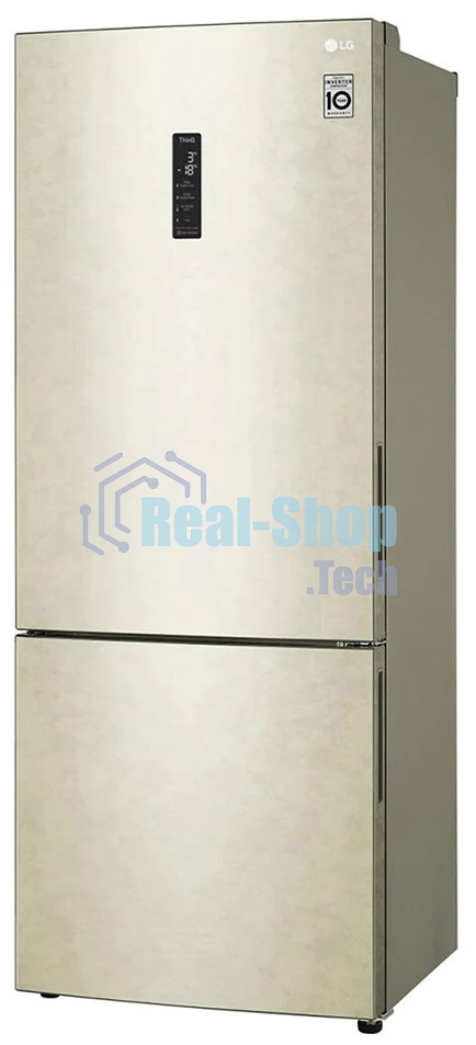 Холодильник LG GC-B569PECM бежевый глянц. двухкамерный инвертер 329/122л морозилка снизу, No Frost