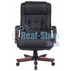 Кресло руководителя Бюрократ T-9926WALNUT черный, кожа, крестовина металл/дерево