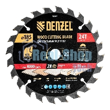 Пильный диск по дереву с гвоздями Denzel ф185 х 20 мм, 24 зубов 733937