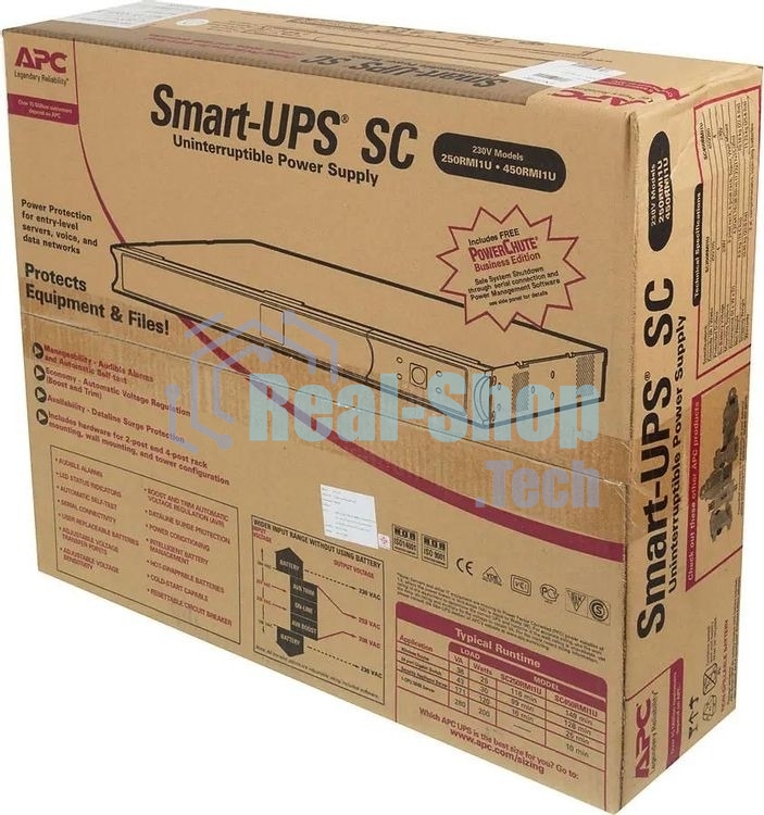 Источник бесперебойного питания APC Smart-UPS SC SC450RMI1U / 450ВА / 280Вт / 4xIEC-320-C14