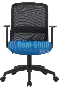 Кресло компьютерное Cactus CS-MC333-BKBL черный, сиденье темно-синий, сетка/ткань, низк.спин. крестов. пластик, пластик черный