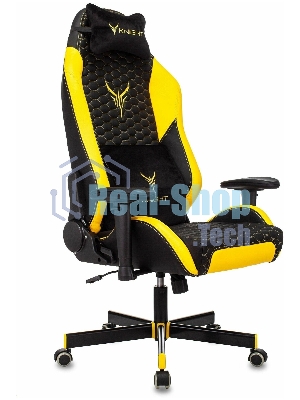 Кресло Knight Neon черный/желтый, экокожа, 120 кг, механизм качания