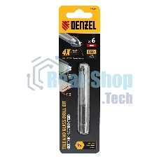 Сверло по керамической плитке Denzel 6 мм, крестовая пластина, 6-гр. хвостовик