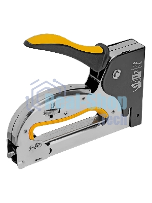 Степлер Denzel металл., скобы в комплекте, плавная регулировка удара, 2К рукоятка, тип 53, 4-14 мм
