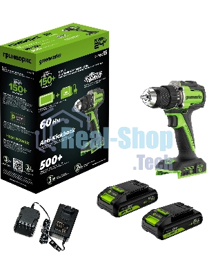 Дрель безударная Greenworks DD560 патрон:быстрозажимной реверс (3708407CUC)