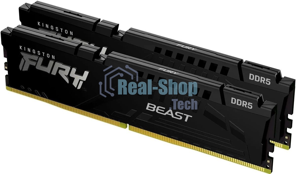 Оперативная память Kingston Fury Beast, DDR5, 64Gb (2x32Gb), 6000MHz, CL30, DIMM, с радиаторами, черный