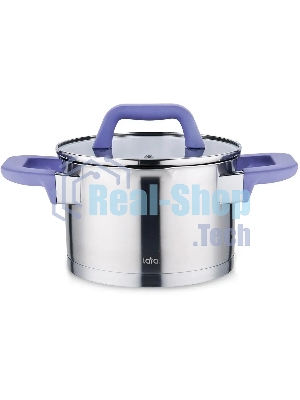 Кастрюля Lara LR02-254 Лаванда 5 л, 22 см, с крышкой, нержавеющая сталь