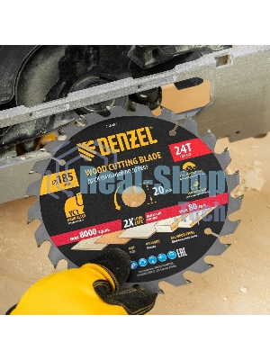 Пильный диск по дереву с гвоздями Denzel ф185 х 20 мм, 24 зубов 733937