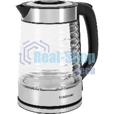 Чайник электрический Starwind SKG2111 2 л, 1800 Вт, черный/прозрачный корпус: стекло