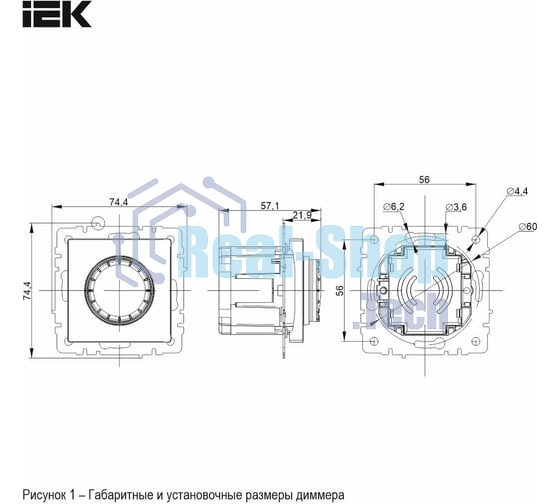 Светорегулятор IEK BR-D20-0600-K91 поворотно-нажимной СП BRITE СС10-1-0-БрАБ 600 Вт механизм арктич. бел.