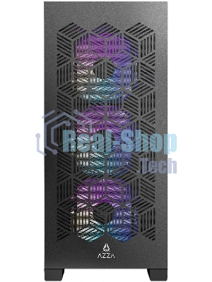 Корпус AZZA Aerohex Black, Midi-Tower, чёрный, 4 x 120 мм