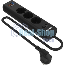 Сетевой фильтр Philips CHP4336BA/51, 2м, 3 розетки, черный