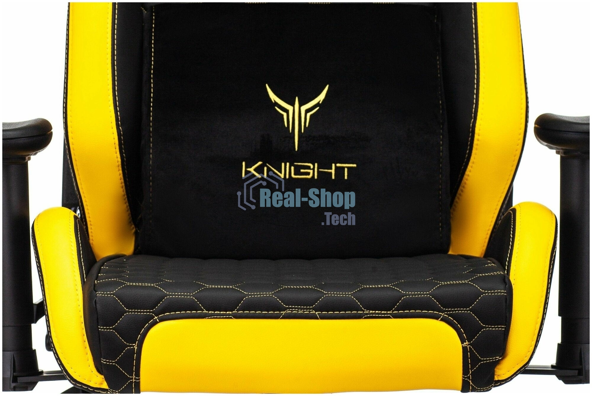 Кресло Knight Neon черный/желтый, экокожа, 120 кг, механизм качания