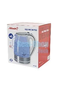 Чайник ATLANTA, ATH-691 белый, стекло Стекло, 2,0л, 2000Вт, иллюминация, быстрое закипание, фильтр от накипи, защита от перегрева.