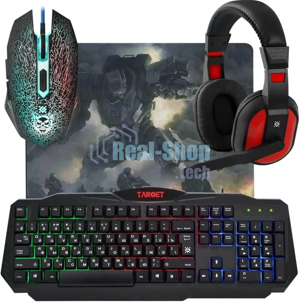 Комплект клавиатура + мышка +PAD +HEADSET Defender TARGET MKP-350