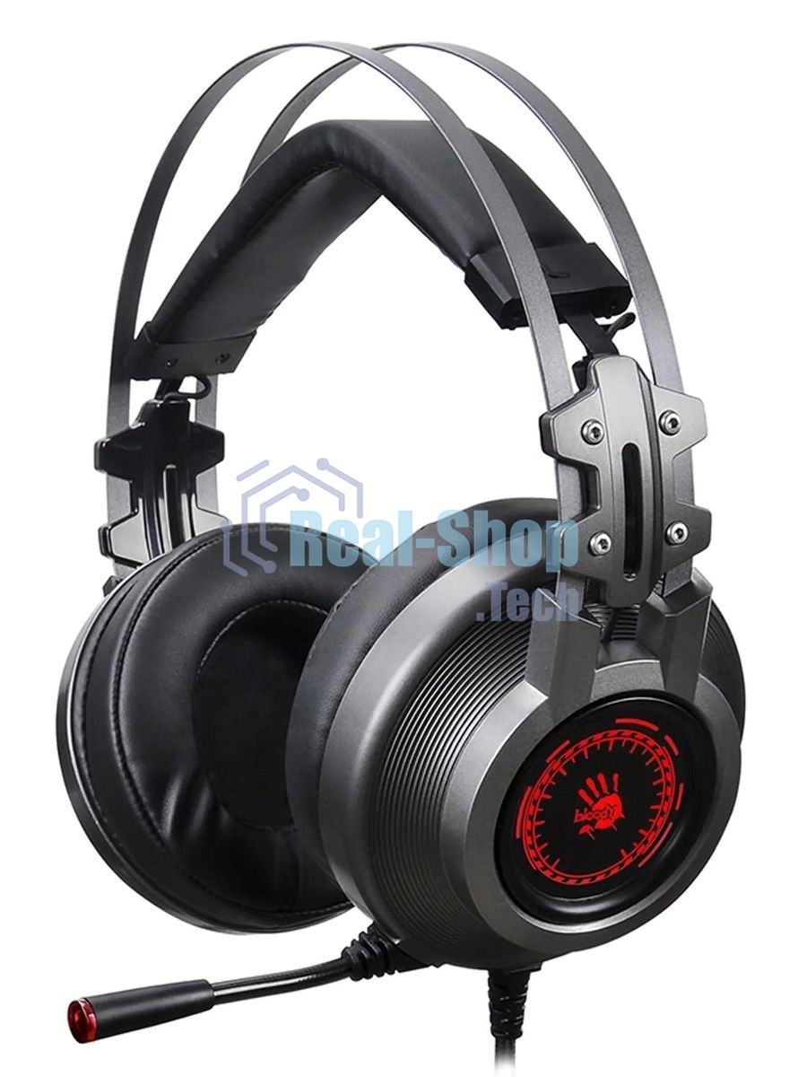 Гарнитура проводная с микрофоном A4Tech Bloody J527 серый 2м мониторные USB оголовье (J527)