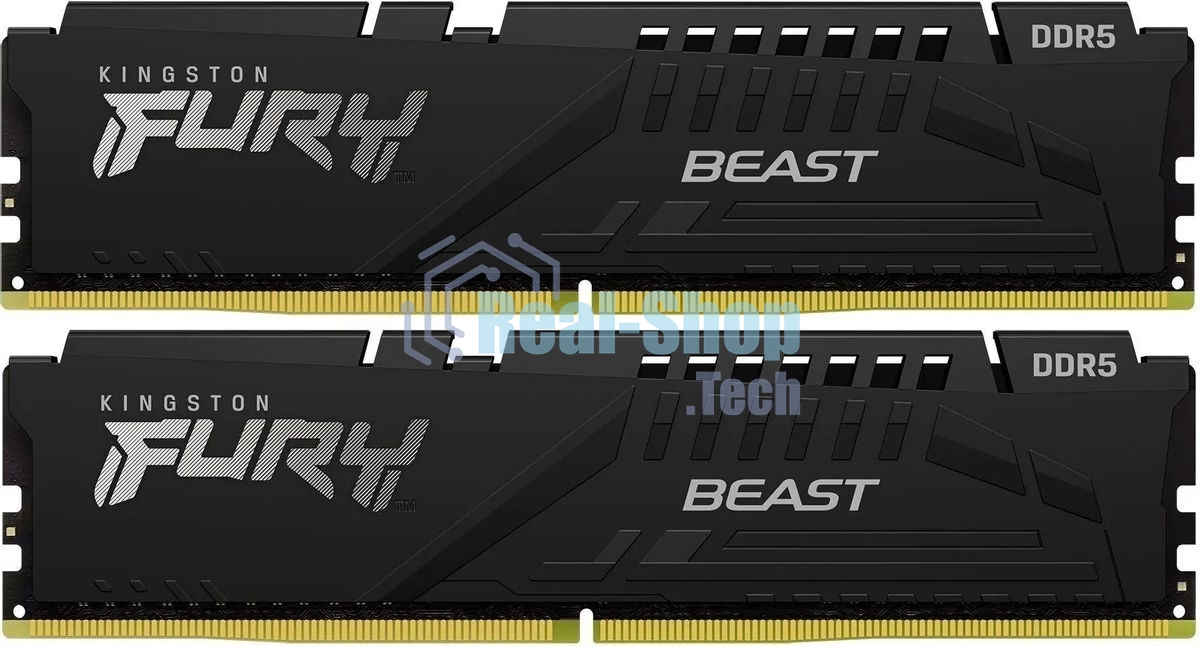 Оперативная память Kingston Fury Beast, DDR5, 64Gb (2x32Gb), 6000MHz, CL30, DIMM, с радиаторами, черный