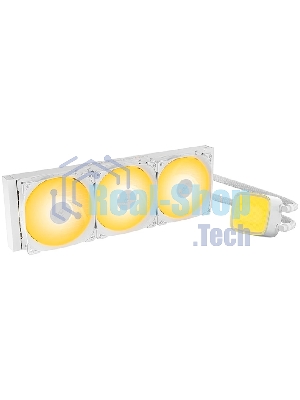 Система жидкостного охлаждения Water Cooling System Geometric Future Eskimo Pro 360 (240W, 360мм, ARGb, белый/Fans: 3x120мм, 80.81CFM, 34.2dBA, 2000RPM/Pump height 54мм, 3200RPM, Rad thickness 27мм/S: 1851, 1700, 1200, 115X, 2011, 2066, AM5, AM4)