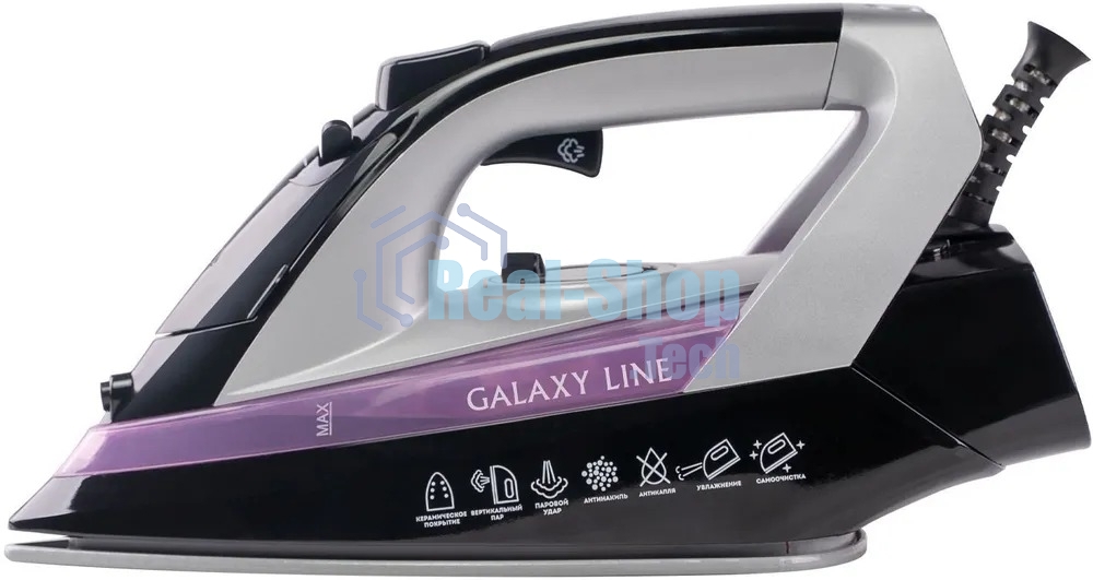 Утюг Galaxy Line GL 6128 фиолетовый/черный, 2200 Вт, 30 г/мин, 140 г/мин, 150 мл