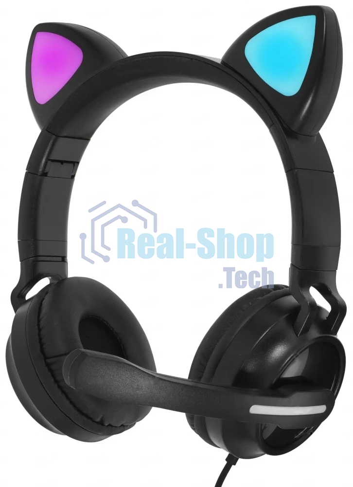 Гарнитура QUMO Game Cat чёрный, проводная, USB, подсветка
