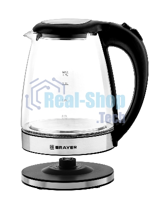 Электрочайник BRAYER BR6116 черный, 1.7 л, 1800 Вт, скрытый нагревательный элемент