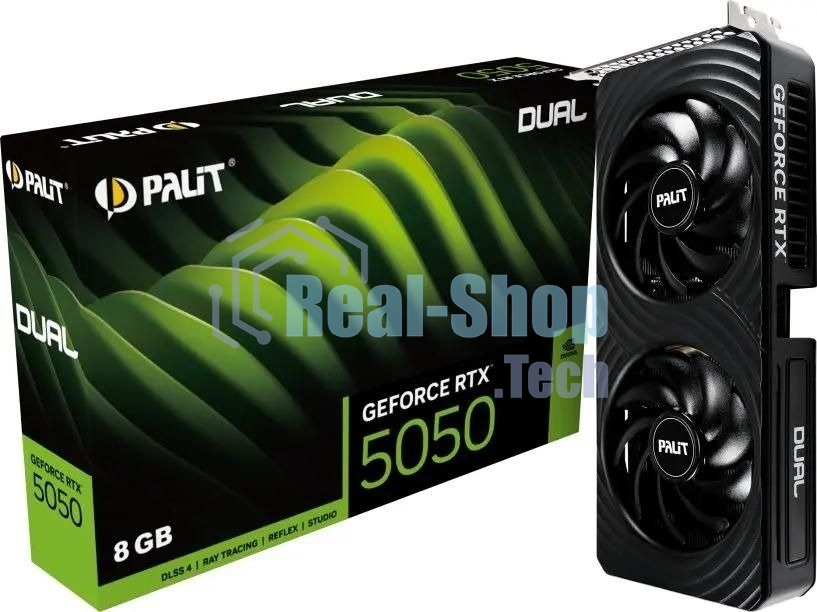 Видеокарта Palit PA-RTX 5050 DUAL 8Gb RTX 5050 8Gb 128bit GDDR6 PCI-E 5.0 2317/20000 HDMIx1 DPx3 HDCP Ret