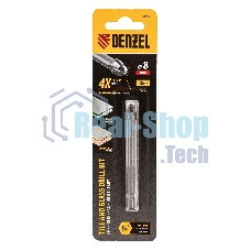 Сверло по керамической плитке Denzel 8 мм, крестовая пластина, 6-гр. хвостовик