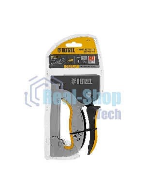 Степлер Denzel металл., скобы в комплекте, плавная регулировка удара, 2К рукоятка, тип 53, 4-14 мм