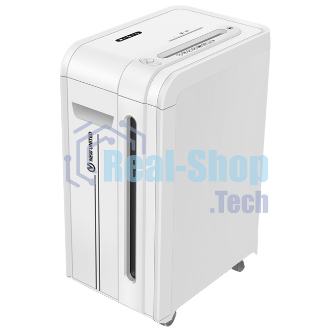 Шредер New United Etalon ET-25C Force белый (секр.P-4)/перекрестный/25лист./34лтр./скрепки/скобы/пл.карты/CD