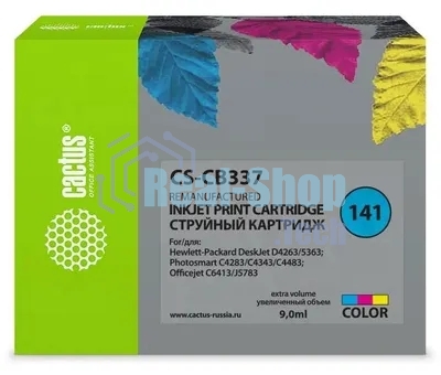 Картридж струйный Cactus CS-CB337 №141 трехцветный (9 мл.) для HP DJ D4263/D4363/D5360/DJ J5783/J6413