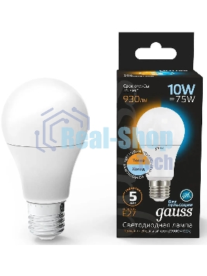 Лампа светодиодная LED Gauss A60 E27 10Вт 2700К/4100К CTC