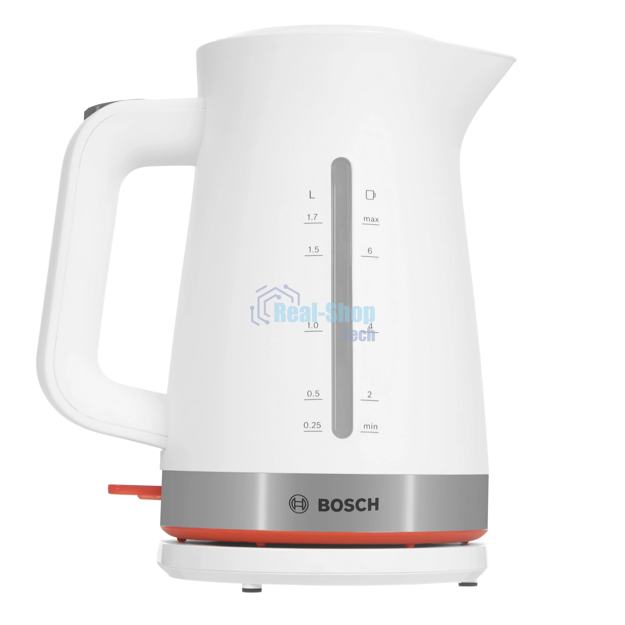 Чайник электрический Bosch TWK4M221 белый, 1.7 л, 2400 Вт, скрытый нагревательный элемент