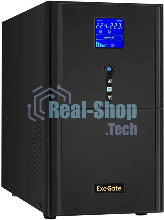 Источник бесперебойного питания ExeGate SineTower SN-3000.LCD.AVR.3SH.1C13.RJ.USB / 3000 ВА / 2400 Вт / 3 x CEE 7 (евророзетка), 1 x IEC 320 C13