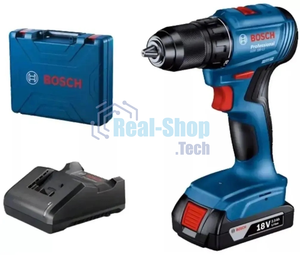 Дрель-шуруповерт Bosch GSB 185-LI, 18 В, 2 Ач, 21 Нм, бесщеточный, ударная