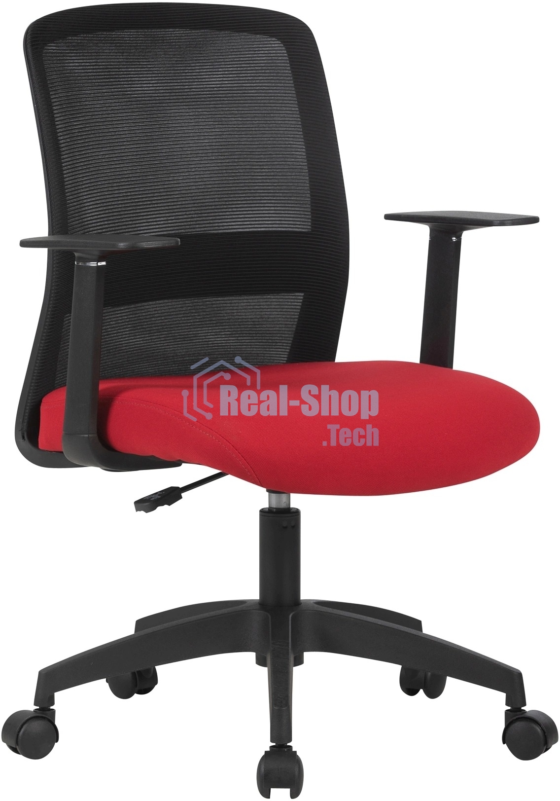 Кресло компьютерное Cactus CS-MC333-BKRD черный, сиденье темно-красный, сетка/ткань, низк.спин. крестов. пластик, пластик черный