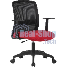 Кресло компьютерное Cactus CS-MC333-BKRD черный, сиденье темно-красный, сетка/ткань, низк.спин. крестов. пластик, пластик черный