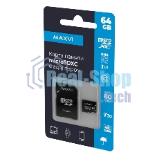 Флеш карта Maxvi microSDXC 64GB, class 10, UHS-I (3), V30